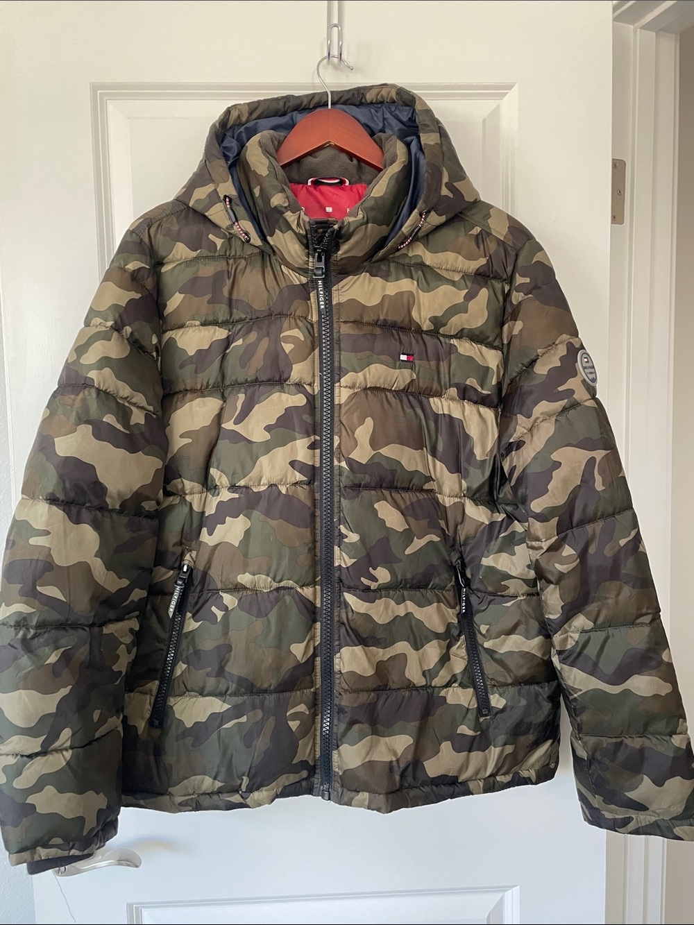 Tommy Hilfiger Green Camo Quilted Puffer Jacket